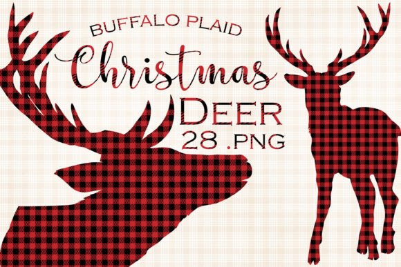 Buffalo Plaid Christmas Deer Graphics for Creative and Commercial Use