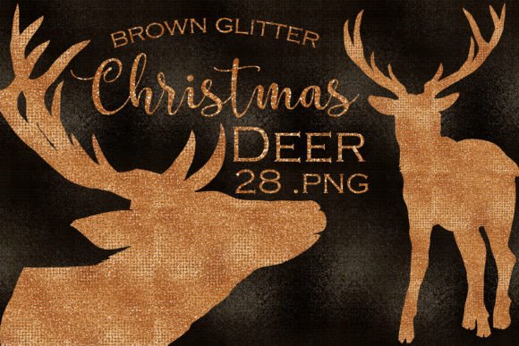 Christmas Brown Glitter Deer Graphics