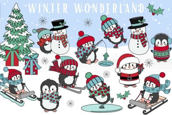 Cute Snowman Penguins Clipart: A Versatile Resource for Creative Projects