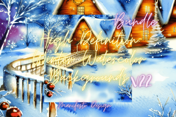 Enhancing Digital Art with Winter Watercolor Background V22