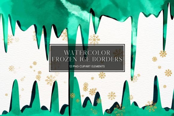 Green Watercolour Icicle Border