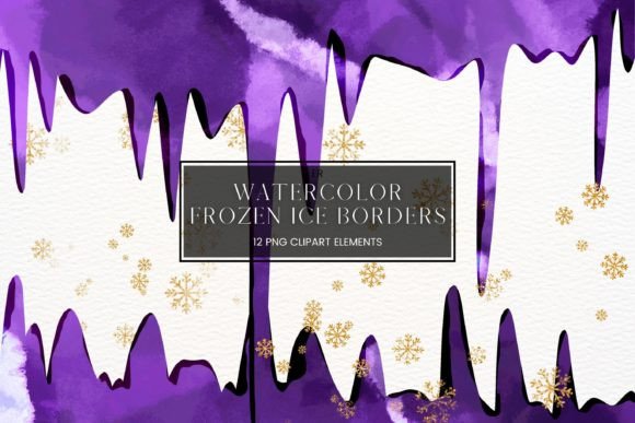 Purple Watercolour Icicle Borders: Elevate Your Designs with Style and Precision