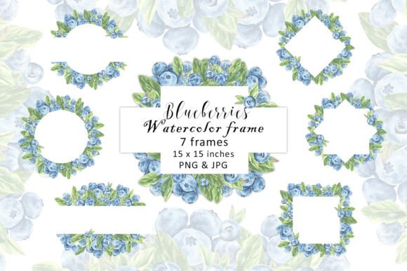 Watercolor Frame Blueberries Clipart PNG: A Versatile Asset for Creative Projects