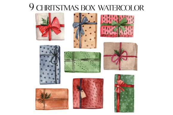 Watercolor Set of Christmas Gifts. Chris: A Versatile Creative Resource for Professionals and Hobbyists